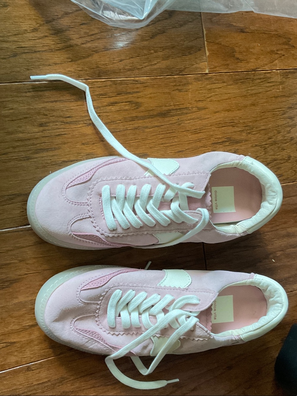 Dolce Vita Girls Pink and White Lace-Up Sneakers